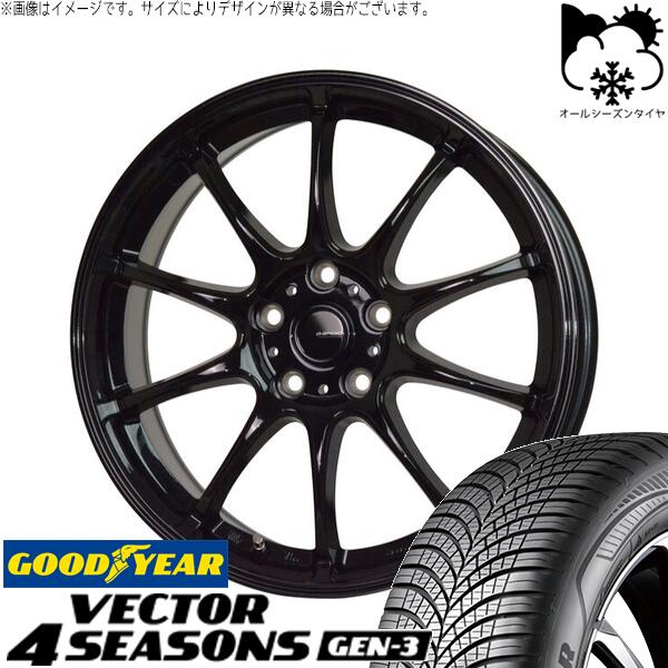 グッドイヤー ベクター4シーズンズ GEN-3 195/65R15 ＋ Gスピード G07 メタリックブラック 15インチ 6J +53 5H114.3P オールシーズン・ホイール4本セット。1枚目。