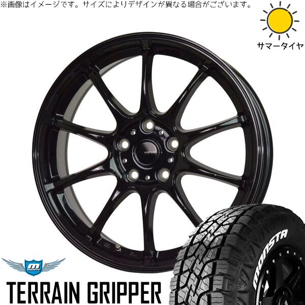 モンスタタイヤ テレーングリッパー (TERRAIN GRIPPER) 225/55R18 ＋ Gスピード G07 メタリックブラック 18インチ 7.5J +38 5H114.3P サマー・ホイール4本セット。1枚目。