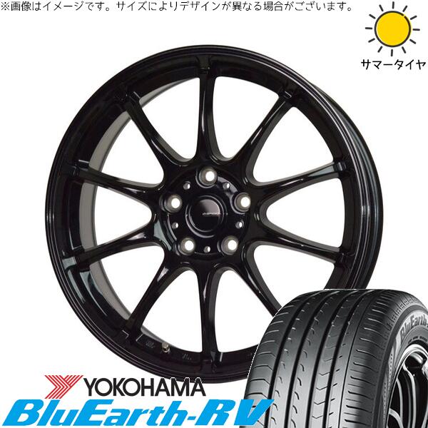 ヨコハマタイヤ ブルーアース RV03 215/50R17 ＋ Gスピード G07 メタリックブラック 17インチ 7J +55 5H114.3P サマー・ホイール4本セット。1枚目。