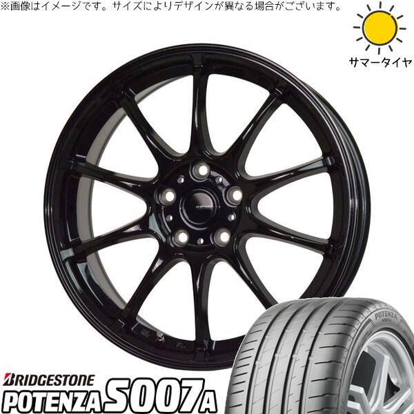 ブリヂストン ポテンザ S007A 205/50R17 ＋ Gスピード G07 メタリックブラック 17インチ 7J +45 5H100P サマー・ホイール4本セット。1枚目。