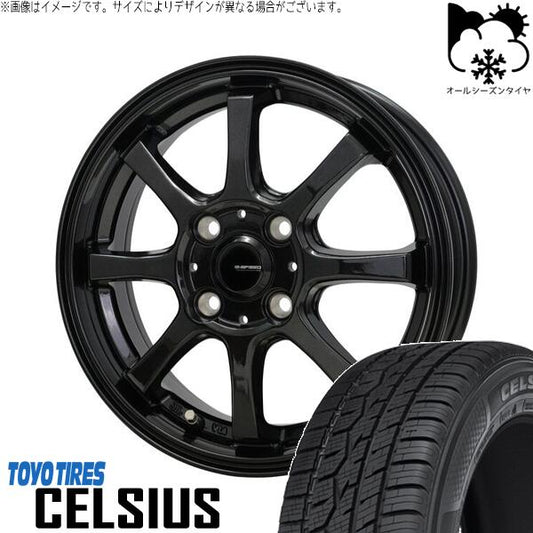 トーヨータイヤ セルシアス 155/65R14 ＋ Gスピード G08 メタリックブラック 14インチ 5.5J +43 4H100P オールシーズン・ホイール4本セット。1枚目。