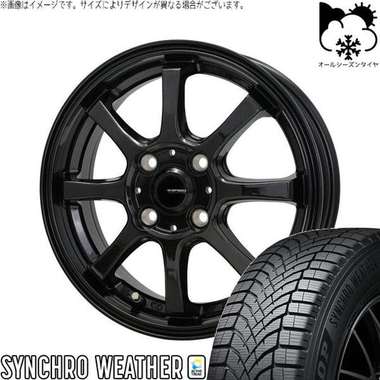 ダンロップ シンクロウェザー 165/50R15 ＋ Gスピード G08 メタリックブラック 15インチ 4.5J +45 4H100P オールシーズン・ホイール4本セット。1枚目。