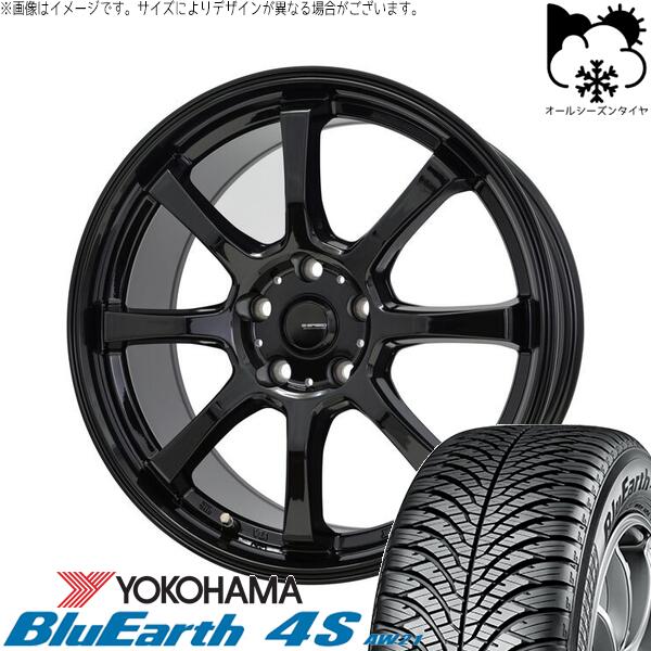 ヨコハマタイヤ ブルーアース4S AW21 215/55R17 ＋ Gスピード G08 メタリックブラック 17インチ 7J +55 5H114.3P オールシーズン・ホイール4本セット。1枚目。