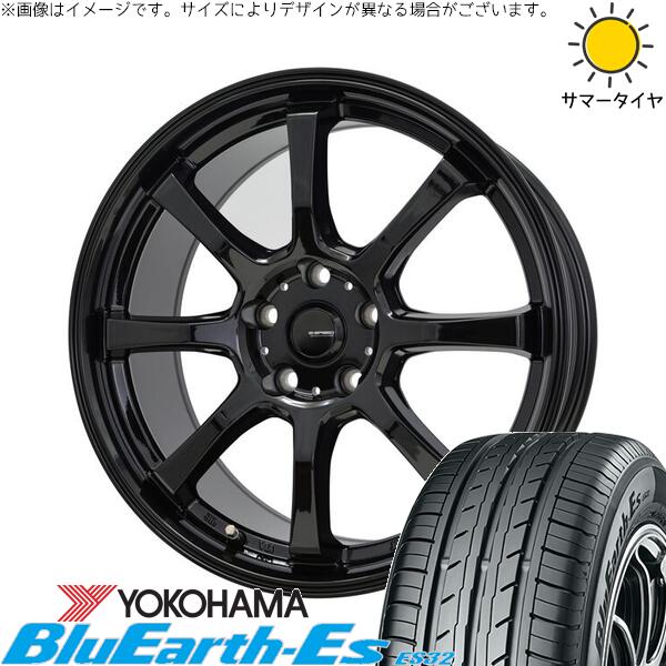 ヨコハマタイヤ ブルーアース ES32 215/55R17 ＋ Gスピード G08 メタリックブラック 17インチ 7J +45 5H100P サマー・ホイール4本セット。1枚目。