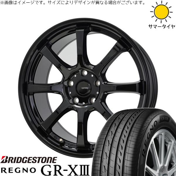 ブリヂストン レグノ GR-X3 RV 225/45R18 ＋ Gスピード G08 メタリックブラック 18インチ 7J +53 5H114.3P サマー・ホイール4本セット。1枚目。