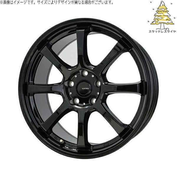 輸入スタッドレスタイヤ（銘柄指定不可） 225/55R17 ＋ Gスピード G08 メタリックブラック 17インチ 7.0J +55 5H114.3P ホイール4本セット。1枚目。
