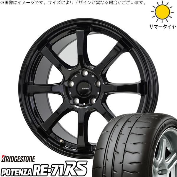 ブリヂストン ポテンザ RE71-RS 215/45R18 ＋ Gスピード G08 メタリックブラック 18インチ 7J +38 5H114.3P サマー・ホイール4本セット。1枚目。