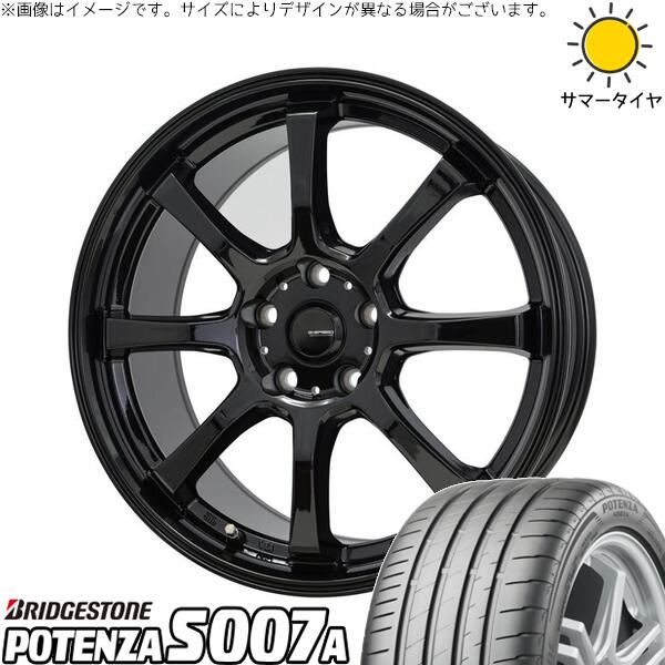 ブリヂストン ポテンザ S007A 205/45R17 ＋ Gスピード G08 メタリックブラック 17インチ 7J +45 5H100P サマー・ホイール4本セット。1枚目。