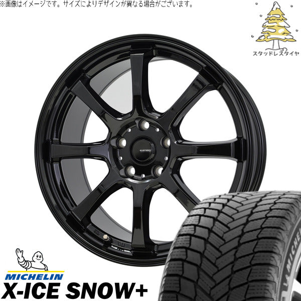 ミシュラン エックスアイス スノー+ 225/60R18 ＋ Gスピード G08 メタリックブラック 18インチ 7J +48 5H114.3P スタッドレス・ホイール4本セット。1枚目。