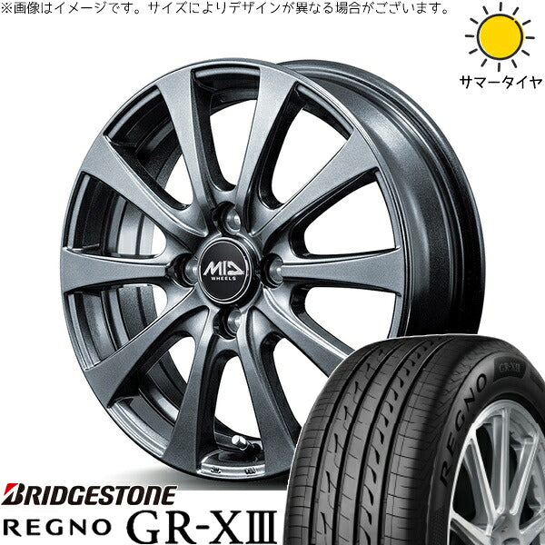 ブリヂストン レグノ GR-X3 195/55R16 ＋ MIDホイール G10 メタリックグレー 16インチ 6J +50 4H100P サマー・ホイール4本セット。1枚目。