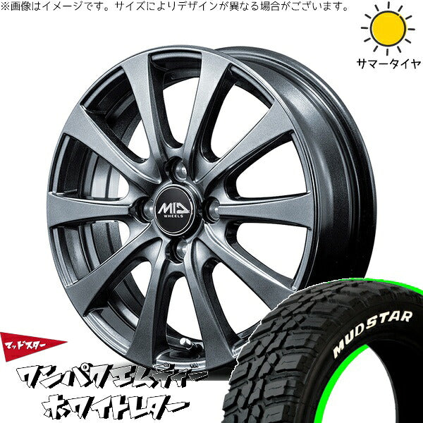 マッドスター ワンパクMT 155/65R14 ＋ MIDホイール G10 メタリックグレー 14インチ 4.5J +45 4H100P サマー・ホイール4本セット。1枚目。