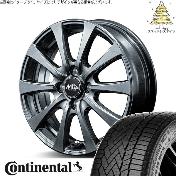 コンチネンタル ノースコンタクト NC7 185/60R15 ＋ MIDホイール G10 メタリックグレー 15インチ 5.5J +50 4H100P スタッドレス・ホイール4本セット。1枚目。