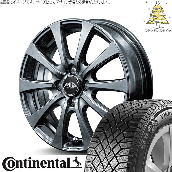 コンチネンタル バイキングコンタクト7 185/55R15 ＋ MIDホイール G10 メタリックグレー 15インチ 5.5J +50 4H100P スタッドレス・ホイール4本セット。1枚目。