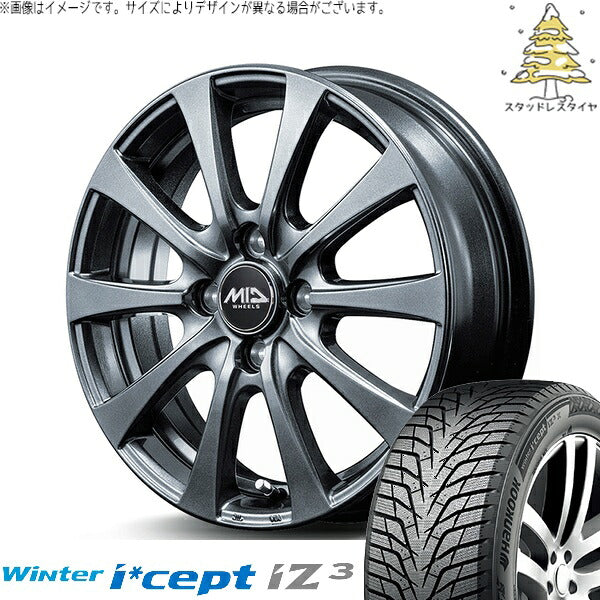 ハンコック ウィンターアイセプト IZ3 W636 185/65R15 ＋ MIDホイール G10 メタリックグレー 15インチ 5.5J +50 4H100P スタッドレス・ホイール4本セット。1枚目。