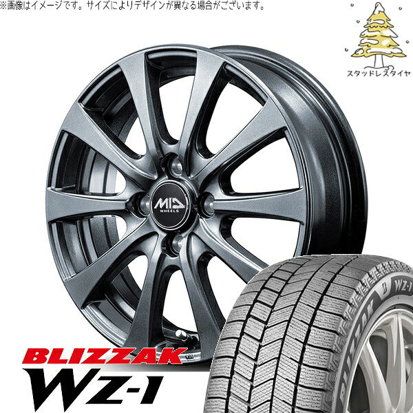 ブリヂストン ブリザック WZ-1 155/70R13 ＋ MIDホイール G10 メタリックグレー 13インチ 4.00B +43 4H100P スタッドレス・ホイール4本セット。1枚目。