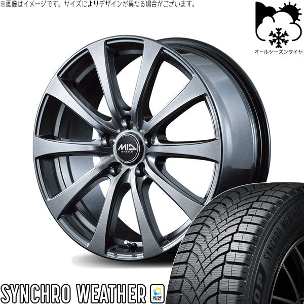 ダンロップ シンクロウェザー 225/55R19 ＋ MIDホイール G10 メタリックグレー 19インチ 7.5J +40 5H120P オールシーズン・ホイール4本セット。1枚目。