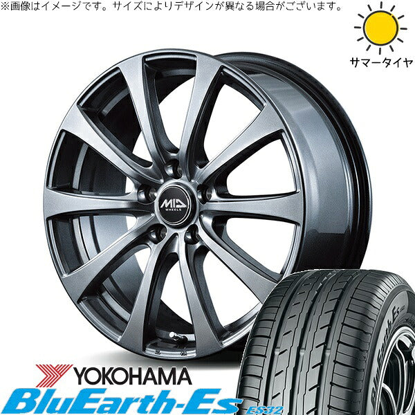 ヨコハマタイヤ ブルーアース ES32 225/50R18 ＋ MIDホイール G10 メタリックグレー 18インチ 7.5J +38 5H114.3P サマー・ホイール4本セット。1枚目。