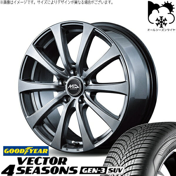 グッドイヤー ベクター4シーズンズ GEN-3 SUV 235/60R18 ＋ MIDホイール G10 メタリックグレー 18インチ 7.5J +38 5H114.3P オールシーズン・ホイール4本セット。1枚目。