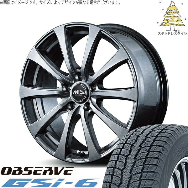 トーヨータイヤ オブザーブ Gsi-6 225/70R16 ＋ MIDホイール G10 メタリックグレー 16インチ 6.5J +48 5H100P スタッドレス・ホイール4本セット。1枚目。