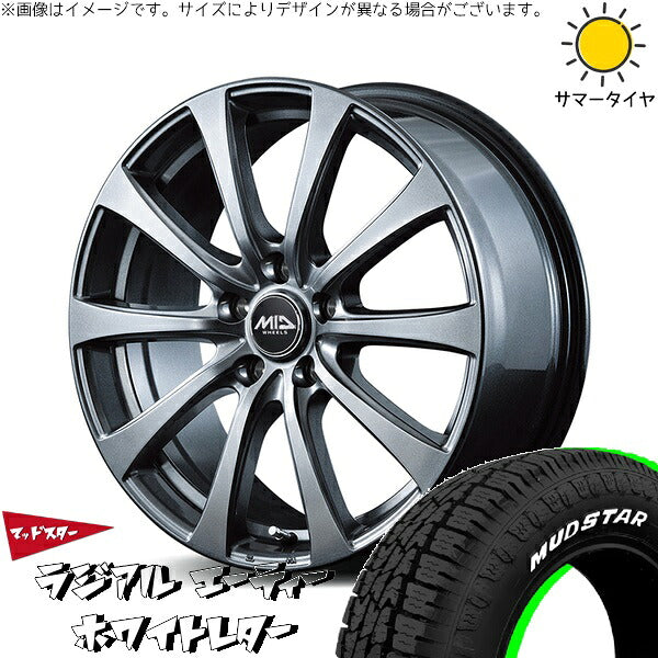 マッドスター ラジアルAT 205/60R16 ＋ MIDホイール G10 メタリックグレー 16インチ 6.5J +53 5H114.3P サマー・ホイール4本セット。1枚目。