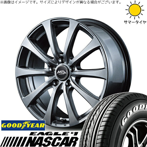 グッドイヤー イーグル ナスカー 215/60R17 ＋ MIDホイール G10 メタリックグレー 17インチ 7J +38 5H114.3P サマー・ホイール4本セット。1枚目。