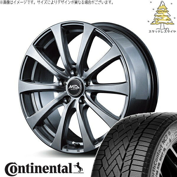 コンチネンタル ノースコンタクト NC7 205/55R16 ＋ MIDホイール G10 メタリックグレー 16インチ 6.5J +48 5H114.3P スタッドレス・ホイール4本セット。1枚目。