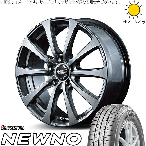 ブリヂストン ニューノ 185/65R15 ＋ MIDホイール G10 メタリックグレー 15インチ 6J +45 5H100P サマー・ホイール4本セット。1枚目。