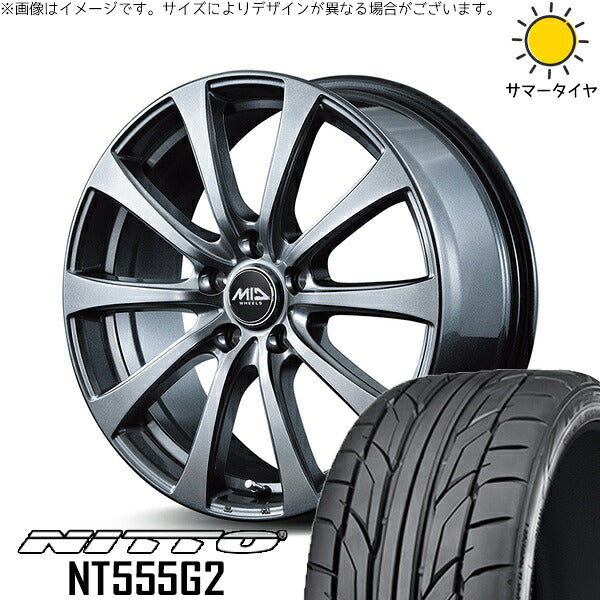 ニットー NT555G2 205/45R17 ＋ MIDホイール G10 メタリックグレー 17インチ 7J +48 5H114.3P サマー・ホイール4本セット。1枚目。