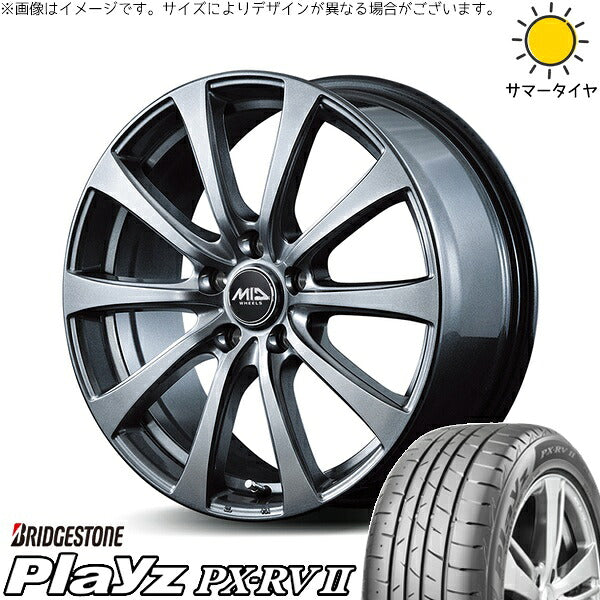 ブリヂストン プレイズ PX-RV2 205/50R17 ＋ MIDホイール G10 メタリックグレー 17インチ 7J +48 5H100P サマー・ホイール4本セット。1枚目。