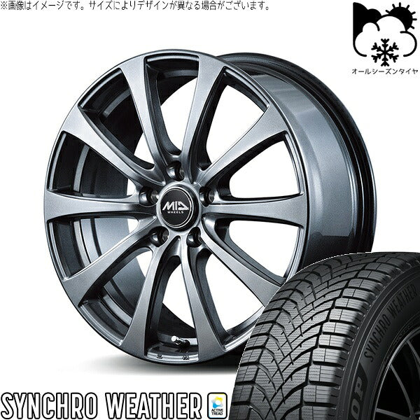 ダンロップ シンクロウェザー 225/50R18 ＋ MIDホイール G10 メタリックグレー 18インチ 7.5J +53 5H114.3P オールシーズン・ホイール4本セット。1枚目。