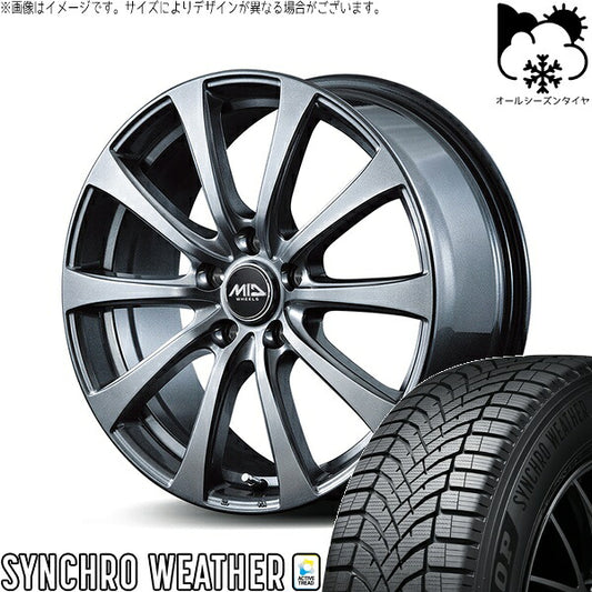 ダンロップ シンクロウェザー 205/65R16 ＋ MIDホイール G10 メタリックグレー 16インチ 6.5J +38 5H114.3P オールシーズン・ホイール4本セット。1枚目。