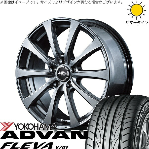 ヨコハマタイヤ アドバン フレバ V701 235/50R18 ＋ MIDホイール G10 メタリックグレー 18インチ 7.5J +38 5H114.3P サマー・ホイール4本セット。1枚目。