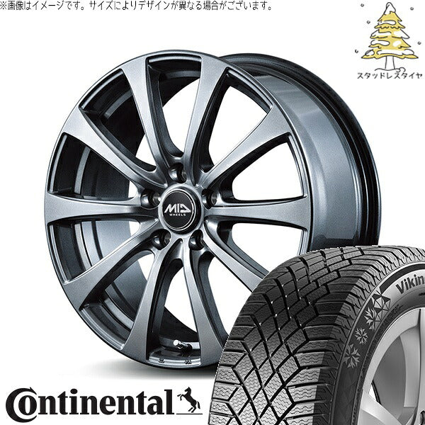 コンチネンタル バイキングコンタクト7 205/65R15 ＋ MIDホイール G10 メタリックグレー 15インチ 6J +52 5H114.3P スタッドレス・ホイール4本セット。1枚目。