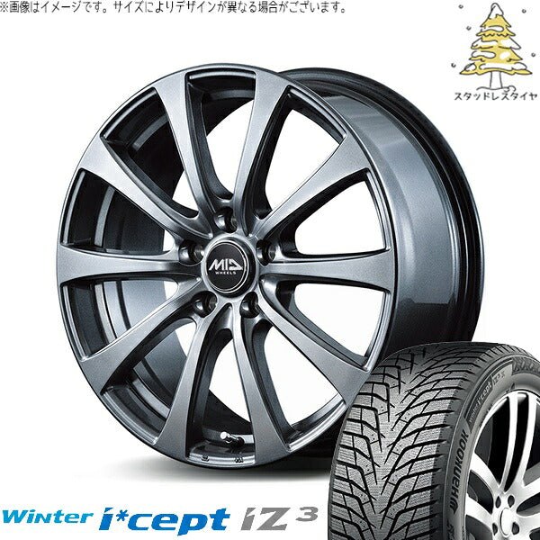ハンコック ウィンターアイセプト IZ3 W636 215/60R17 ＋ MIDホイール G10 メタリックグレー 17インチ 7J +55 5H114.3P スタッドレス・ホイール4本セット。1枚目。