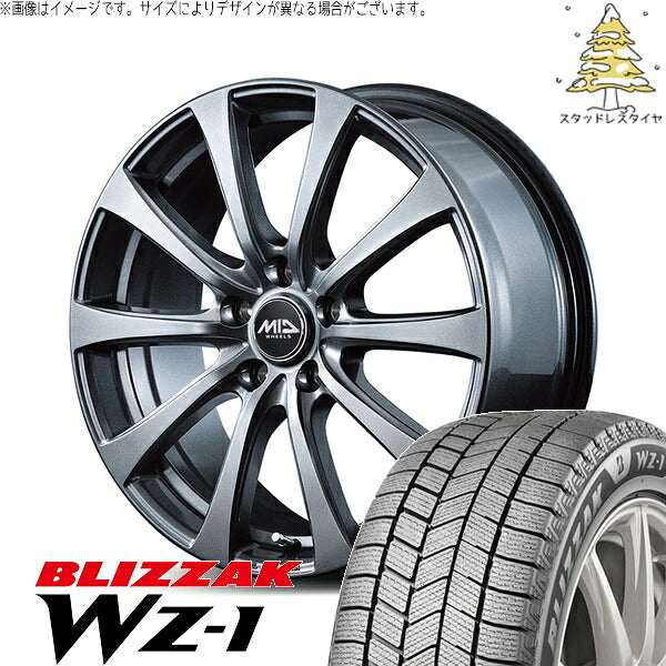 ブリヂストン ブリザック WZ-1 205/60R16 ＋ MIDホイール G10 メタリックグレー 16インチ 6.5J +48 5H100P スタッドレス・ホイール4本セット。1枚目。