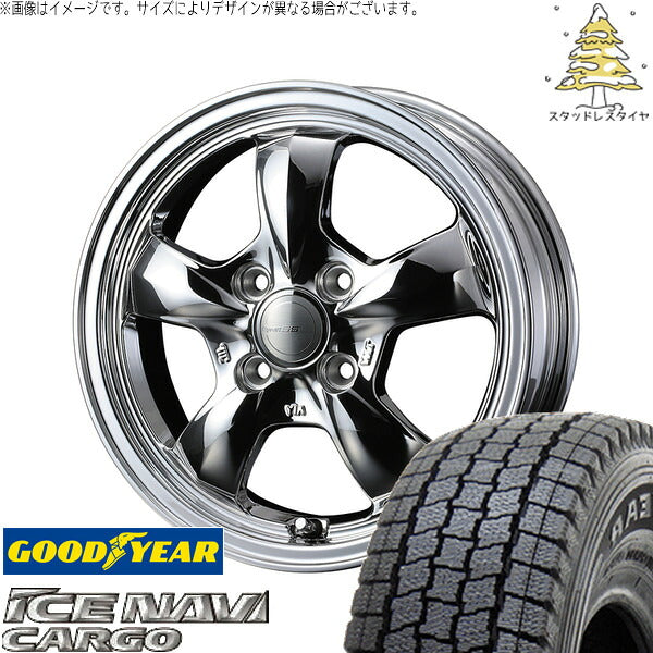 グッドイヤー アイスナビカーゴ 145/80R12 ＋ グラフト 5S ブライトスパッタリング 12インチ 4.00B +43 4H100P スタッドレス・ホイール4本セット。1枚目。