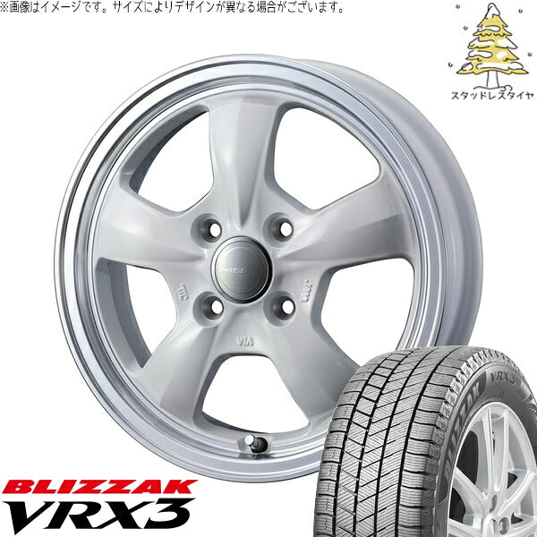 ブリヂストン ブリザック VRX3 145/80R12 ＋ グラフト 5S ホワイト/リムポリッシュ 12インチ 4J +43 4H100P スタッドレス・ホイール4本セット。1枚目。
