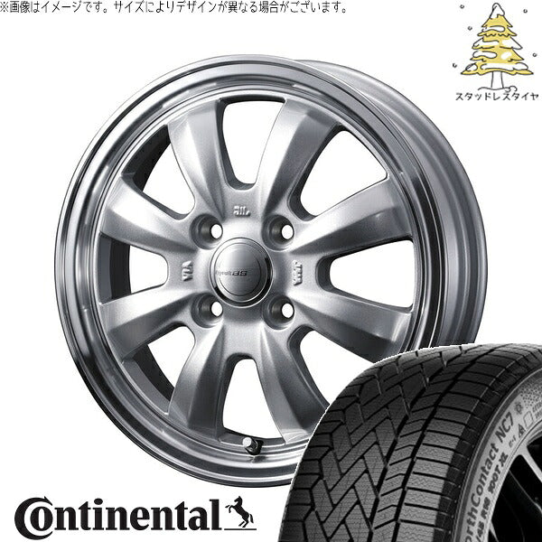 コンチネンタル ノースコンタクト NC7 175/65R15 ＋ グラフト 8S シルバー/リムポリッシュ 15インチ 4.5J +45 4H100P スタッドレス・ホイール4本セット。1枚目。