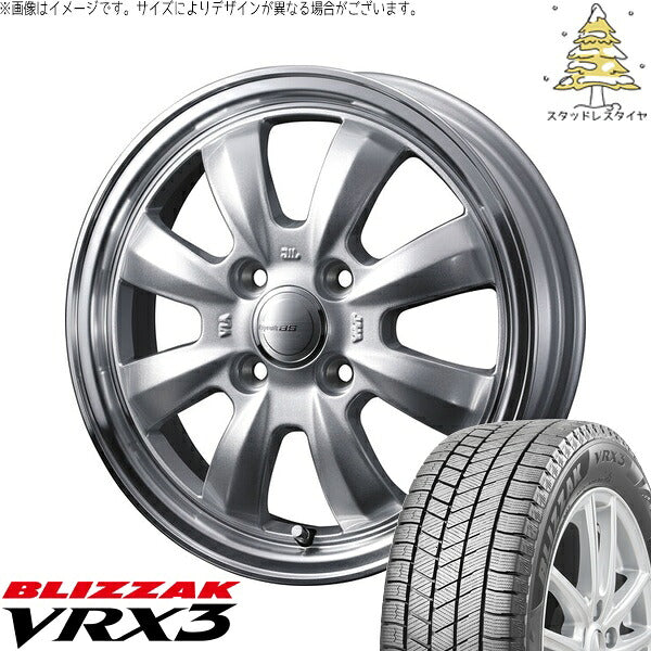 ブリヂストン ブリザック VRX3 145/80R12 ＋ グラフト 8S シルバー/リムポリッシュ 12インチ 4J +43 4H100P スタッドレス・ホイール4本セット。1枚目。