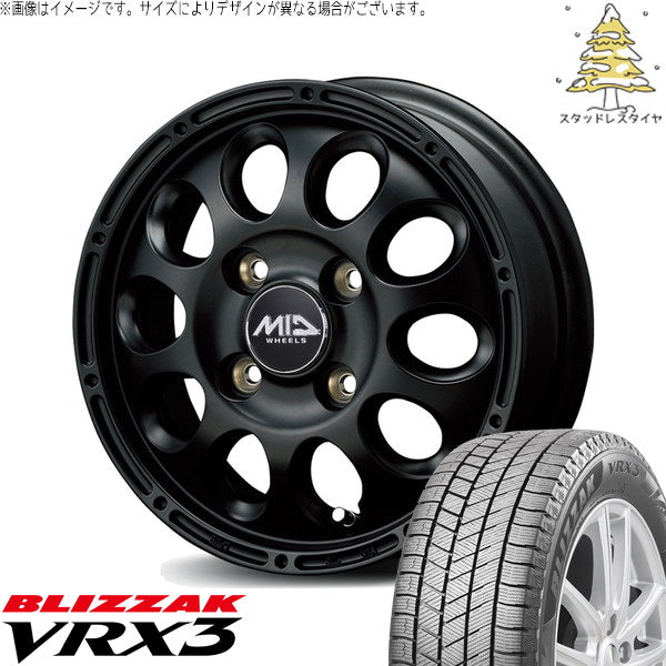 ブリヂストン ブリザック VRX3 145/80R12 ＋ MIDホイール ガイアクロス マットブラック 12インチ 4.00B +42 4H100P スタッドレス・ホイール4本セット。1枚目。