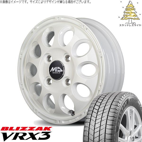ブリヂストン ブリザック VRX3 145/80R12 ＋ MIDホイール ガイアクロス ホワイト 12インチ 4.00B +42 4H100P スタッドレス・ホイール4本セット。1枚目。