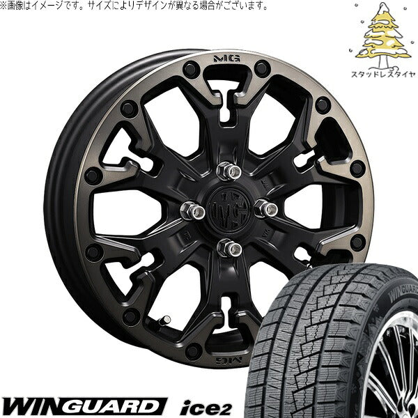 ネクセン ウィンガード アイス2 165/70R14 ＋ マーテルギア ゴーレム マットブラッククリア 14インチ 4.5J +43 4H100P スタッドレス・ホイール4本セット。1枚目。