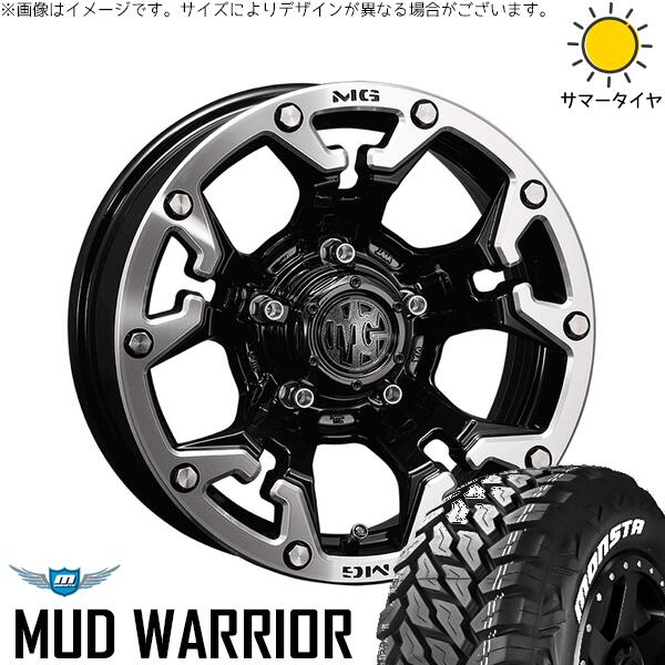 モンスタタイヤ マッドウォーリアー (MUD WARRIOR) 215/70R16 ＋ マーテルギア ゴーレム ブラック/マシニンググリップ 16インチ 7J +35 5H114.3P サマー・ホイール4本セット。1枚目。
