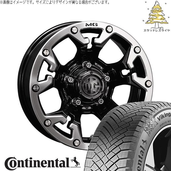 コンチネンタル バイキングコンタクト エイト (VikingContact8) 215/60R16 ＋ マーテルギア ゴーレム ブラック/マシニンググリップ 16インチ 7.0J +35 5H114.3P スタッドレス・ホイール4本セット。1枚目。