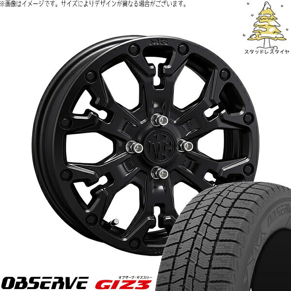 トーヨータイヤ オブザーブ GIZ3 165/70R14 ＋ マーテルギア ゴーレム マットブラック 14インチ 4.5J +43 4H100P スタッドレス・ホイール4本セット。1枚目。