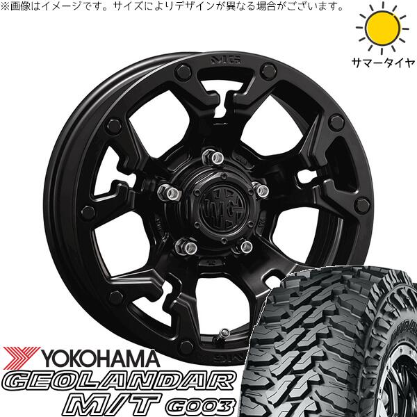 ヨコハマタイヤ ジオランダー M/T G003 215/70R16 ＋ マーテルギア ゴーレム マットブラック 16インチ 6J -5 5H139.7P サマー・ホイール4本セット。1枚目。