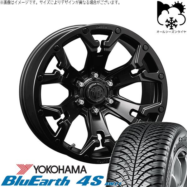 ヨコハマタイヤ ブルーアース4S AW21 215/70R16 ＋ マーテルギア ゴーレム マットブラック 16インチ 7J +35 5H114.3P オールシーズン・ホイール4本セット。1枚目。