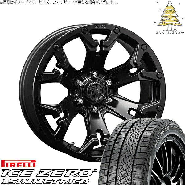ピレリ アイスゼロアシンメトリコ 195/65R16 ＋ マーテルギア ゴーレム マットブラック 16インチ 7J +35 5H114.3P スタッドレス・ホイール4本セット。1枚目。