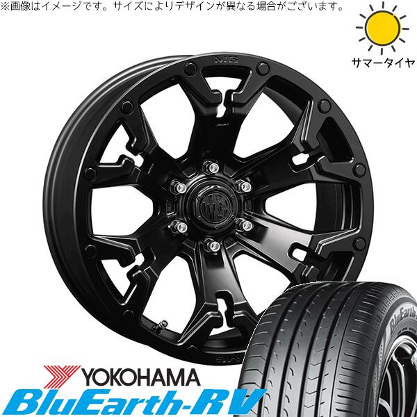 ヨコハマタイヤ ブルーアース RV03 205/65R16 ＋ マーテルギア ゴーレム マットブラック 16インチ 7J +35 5H114.3P サマー・ホイール4本セット。1枚目。