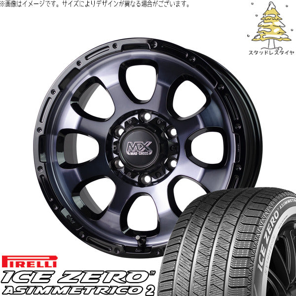 ピレリ アイスゼロアシンメトリコ2 215/50R17 ＋ マッドクロス グレイス ブラッククリア/リムブラック 17インチ 7J +45 5H114.3P スタッドレス・ホイール4本セット。1枚目。